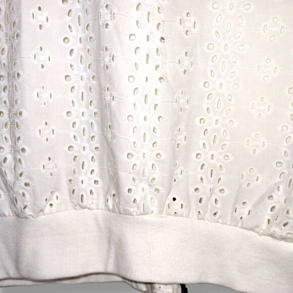 Torrid Womens Jacket Sz 10 White Cream Eyelet Zip Front Summer Spring - Picture 4 of 13